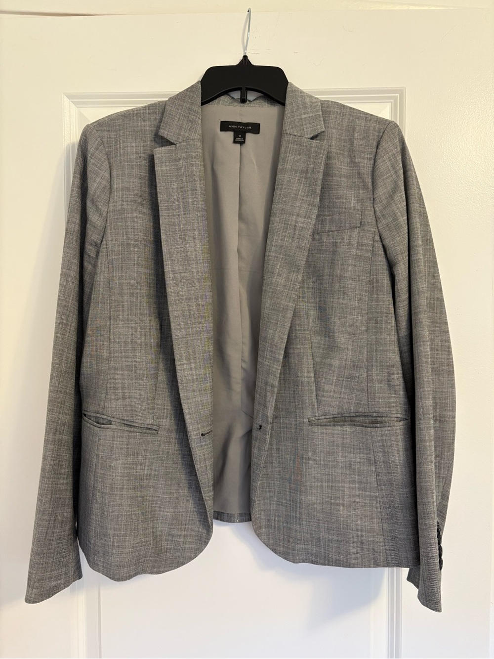 Ann Taylor Light Gray Plaid Women's Blazer